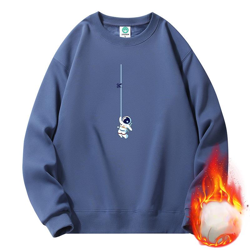New Velvet Thickened Crew Neck Sweater Men's and Women's Trendy Loose Pullover New Couples Top Versatile