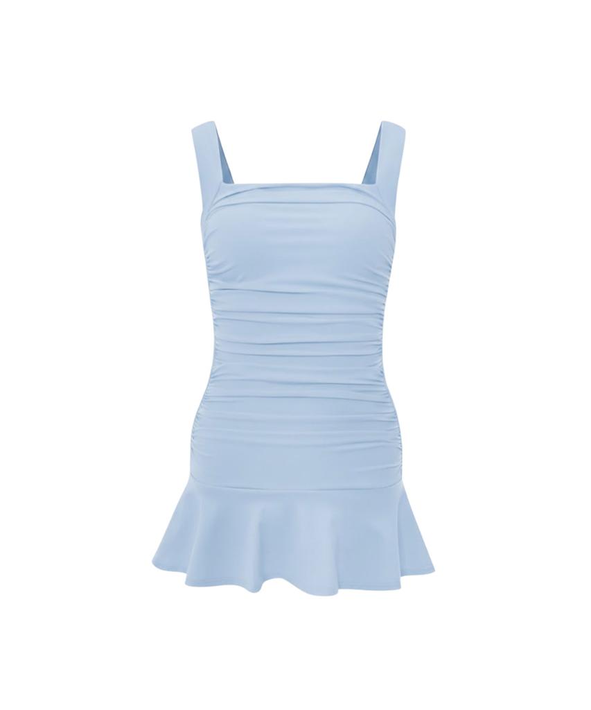 VIKINI VENDER Reverence Shirred Skirt Monokini - Sky Blue