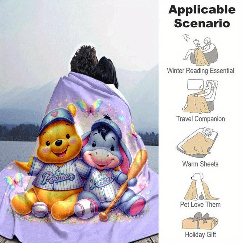 1pc Winnie The Pooh Printing Blanket - Soft, All-Season Throw for Office Blanket, | Personalized Gift with Adorable Cartoon Design