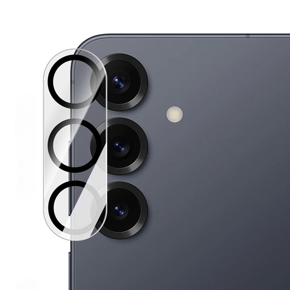 

For Samsung Galaxy S25+ Camera Lens Protector Black Ring Silk Printing Tempered Glass Acrylic Lens Film A