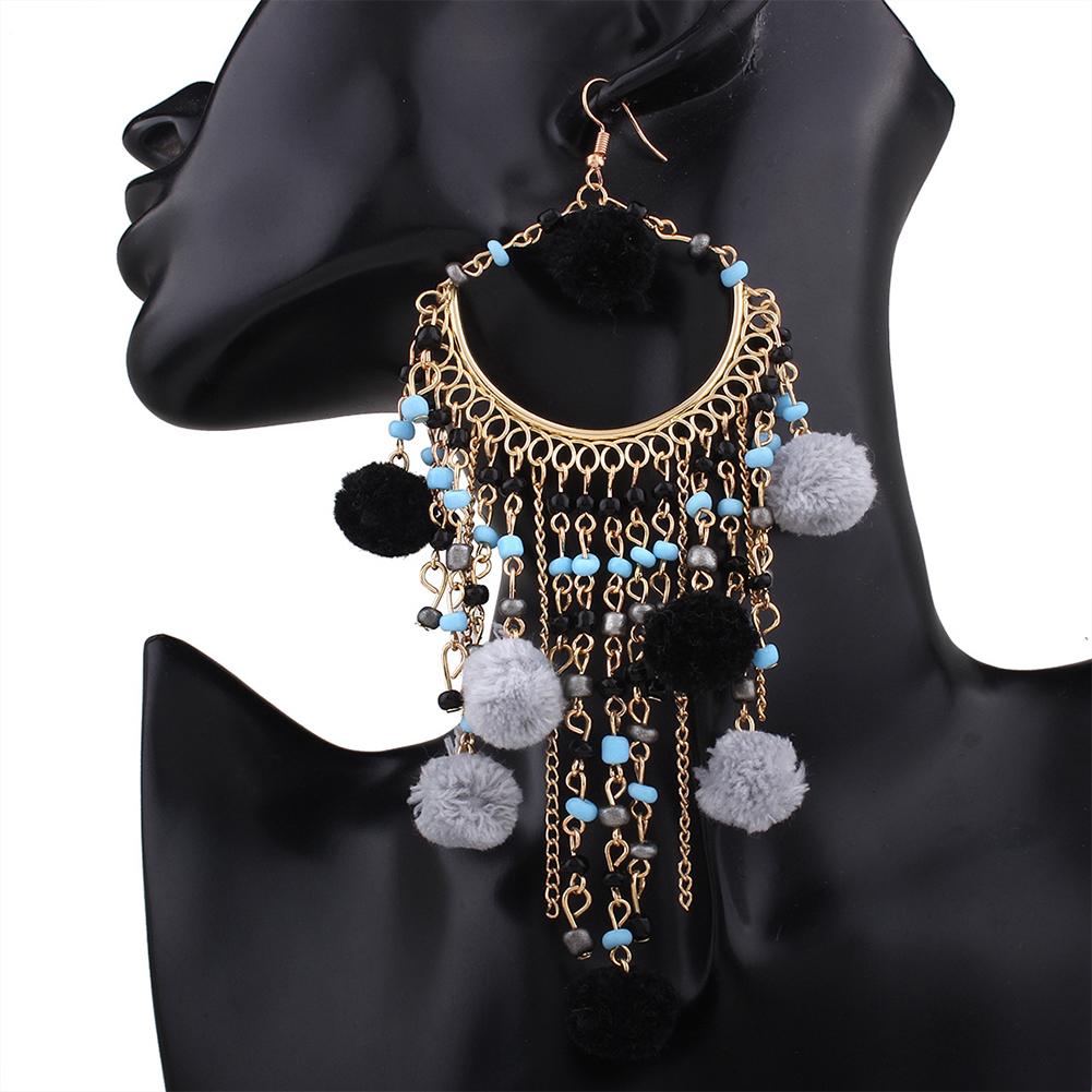 Women's Sweet Tassels Beads & Pompons Ear Pendants Long Dangle Earrings Eardrop Ladies Jewelry Christmas Gift