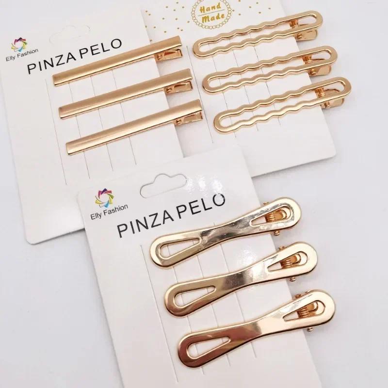 3pcs/set Metal Geometric Hair Clip Barrettes Elegant Hair Claw Crab Hollow Out Hairpin Women Girl Hair Accessories