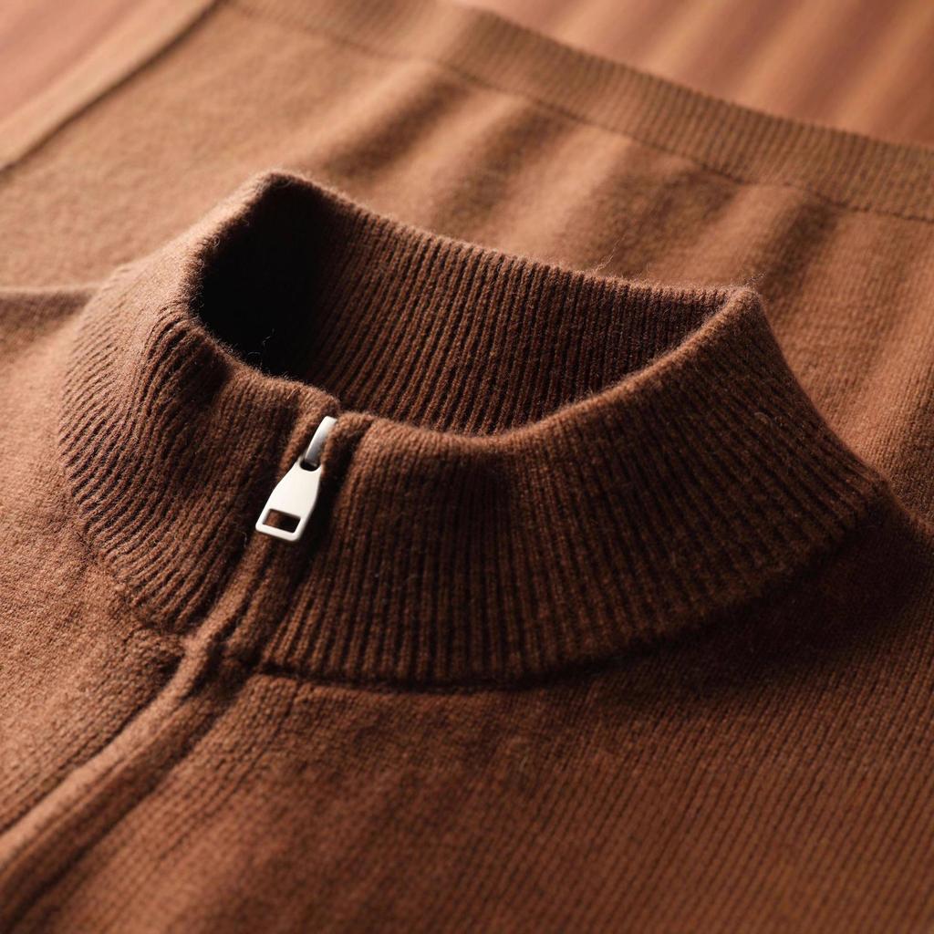 470g Men's Old Money Style Wool Zipper Cardigan Sweater - Thick Warm Knitwear