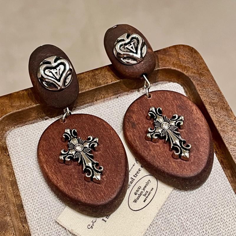 Natural tiger's eye stone series stud earrings for women Maillard exquisite retro earrings niche light luxury high-end temperament earrings