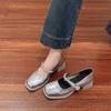 Fashion Square Heel Single Shoes Women's Autumn New Square Toe Shallow Mouth Crystal Strip Non-slip Block Heel Shoes