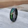 6mm Black Tungsten Ring Green Abalone Shell Inlay Couple Ring. Elegant, Stylish, and Durable Design for Engagements, Weddings Everyday Wear.