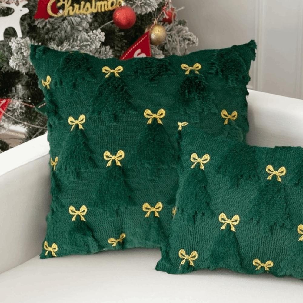 Short Plush Cushion Slipcover Xmas Tree with Light Throw Pillow Cover  Sofa Decoration