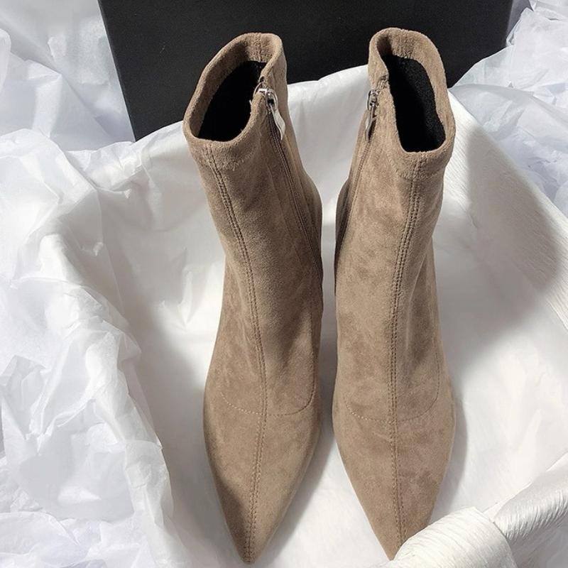 Fashion 2025 New Fashion Winter Simple Sexy Party Stripper Women's Boots Thin Heels Heels Pointed Toe Side Zipper Shoes