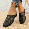 Fashion Women's Slippers 2025 Summer New Fashion PVC Hole Slippers Women's Beach Soft Hollow Middle High Heel Sliding Sandals Slippers