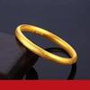 Gold-Plated Retro Copper Bangle for Women - Vietnam Sand Gold Lotus Heart Sutra Design