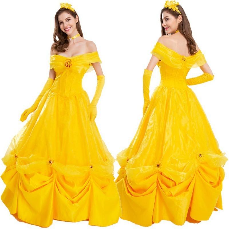 Νέα αποκριάτικη στολή, φόρεμα Πριγκίπισσας Μπελ, στολή πάρτι παιχνιδιού Μπελ όμορφη γυναίκα και κτήνος για ενήλικες
