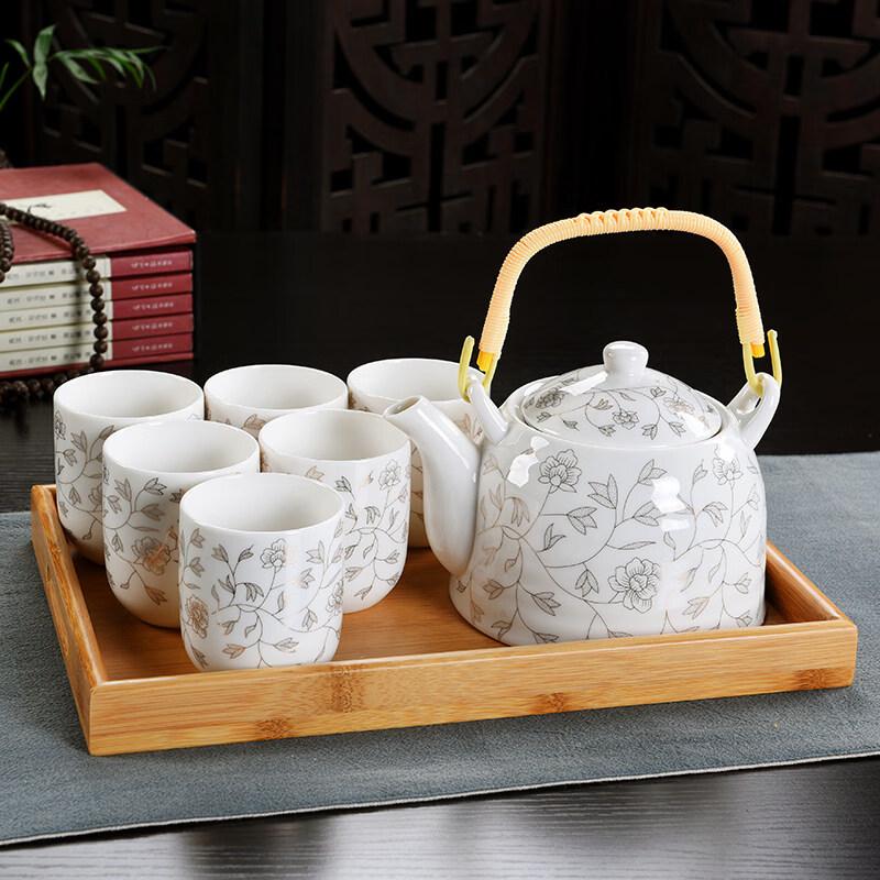 ZISIZ Retro Blue and White Ceramic Teapot with Filter