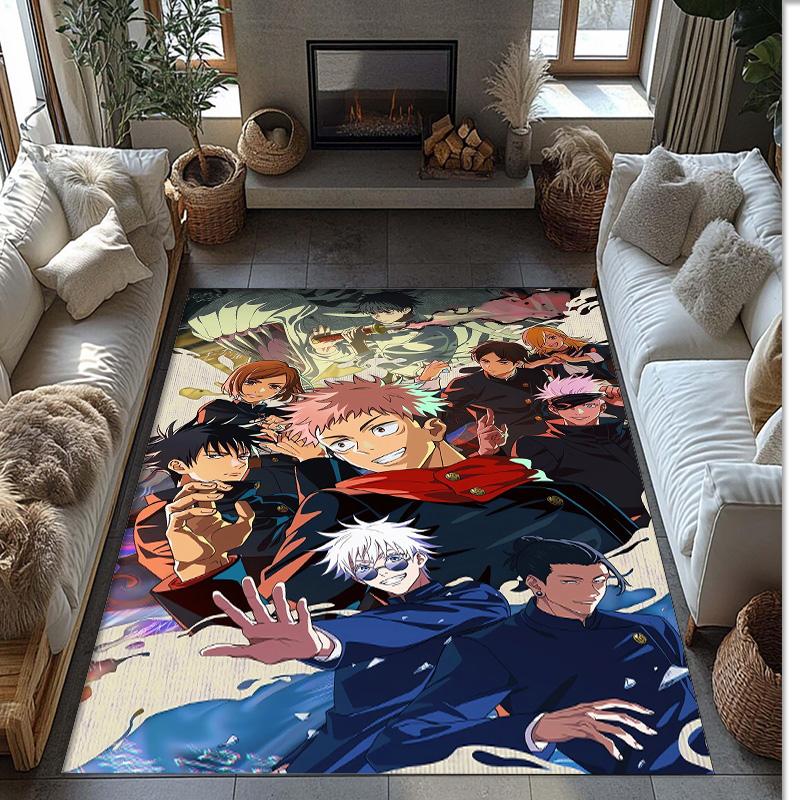Soft Crystal Velvet Floor Rug,Jujutsu Kaisen Anti Slip Decorative Carpet, Plush Area Mat For Indoor Home Decoration