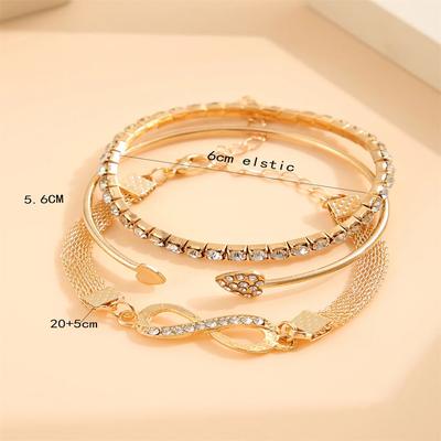 Multi-layered Chain Charm Bracelet Women Bracelet Elegant Rhinestone Decor Bracelet Set for Women Symbol Heart Design for Prom