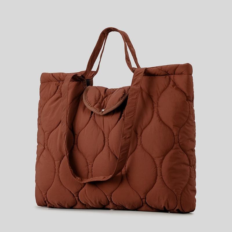 Niche Design Quilted Ringer Dumpling Bag Autumn and Winter Embroidered Line Down Padded Jacket Large Capacity Handbag Women's Shoulder Bag
