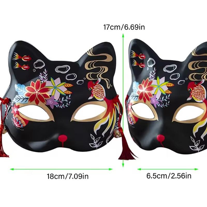Cosplay Mask Handmade Half Face Mask Japanese Cat Mask Japanese-Style For Stage Performances Anime Cosplay