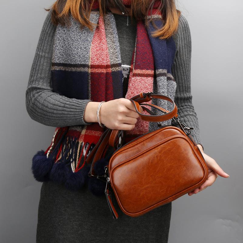 Cowhide Bag, New Women's Shoulder Bag, Versatile Handbag, Messenger Bag.