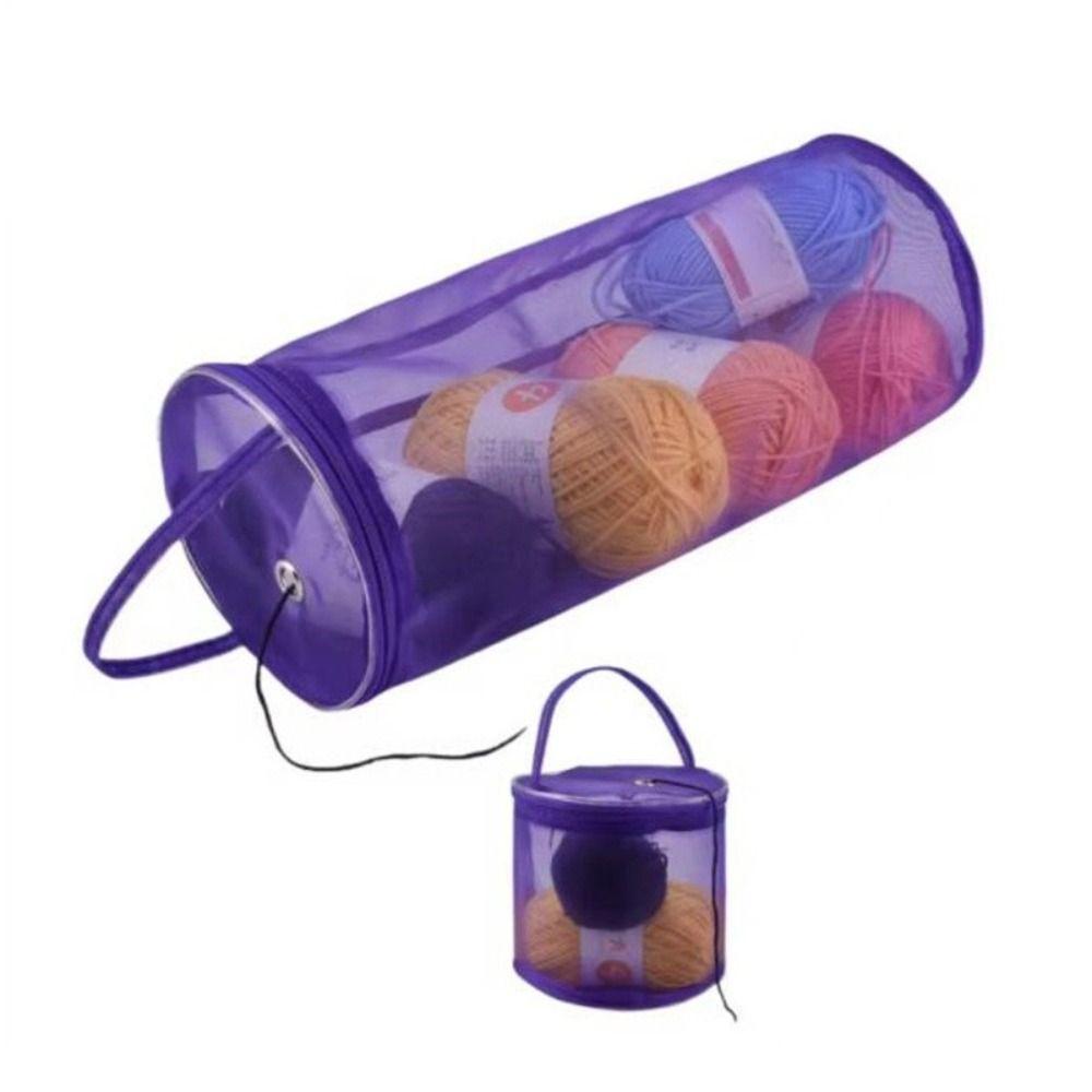 Round Yarn Storage Mesh Bag Hollow Mesh Portable Knitting Wool Yarn Bags Lightweight Crochet Yarn Handbag Organizer