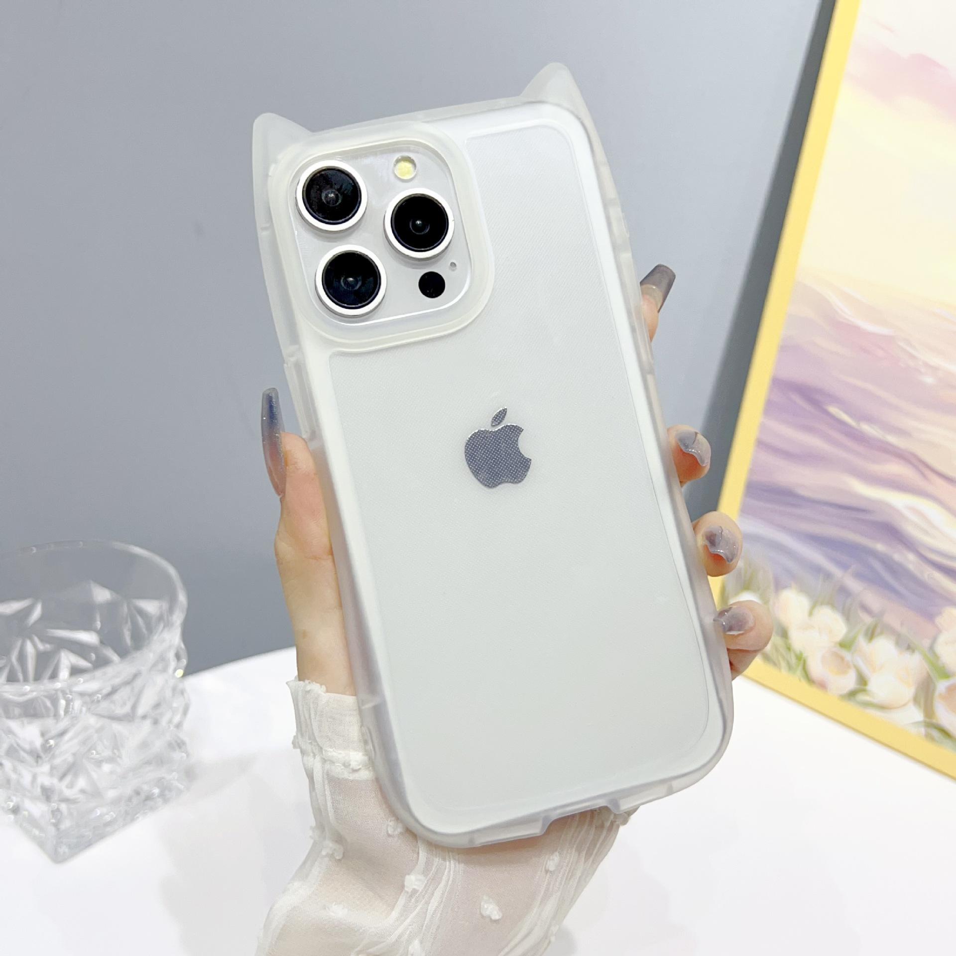 

Подходит для чехла для телефона iPhone 16 Матовый на ощупь Кошачьи ушки Apple 15 Promax Противоударный 14/13 Силиконовый iPhoneSE 2020