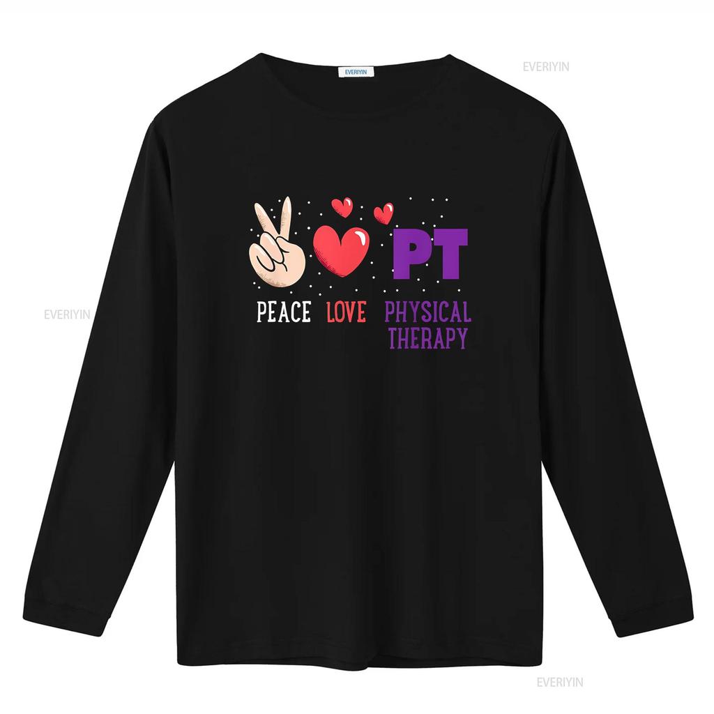 Peace Love Physical Therapy PT Therapist T Shirt vintage Washed streetwear Slightly Versatile Unisex Comfortable fashion homme