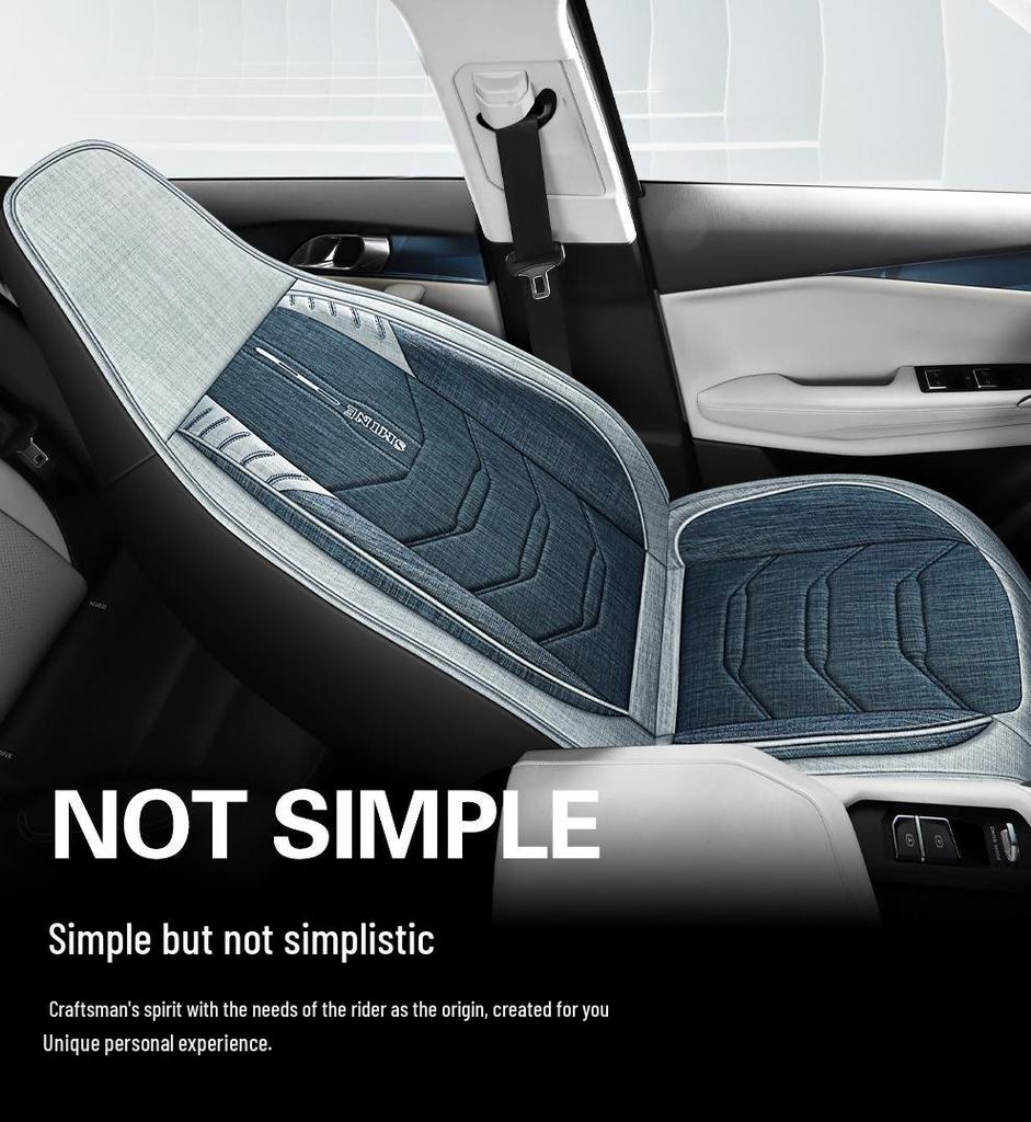 Universal All-Season Linen Car Seat Cushion - Breathable, Full Surround for Five-Seaters