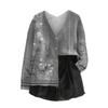 Women's V Neck Top Printing Thickened Plush Cashmere Warm Long Top