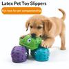 Squeaky Dog Chew Toy Slipper Shaped Latex Dog Toy for Teeth Cleaning Tough Interactive Puppy Toy for Small Medium Breeds