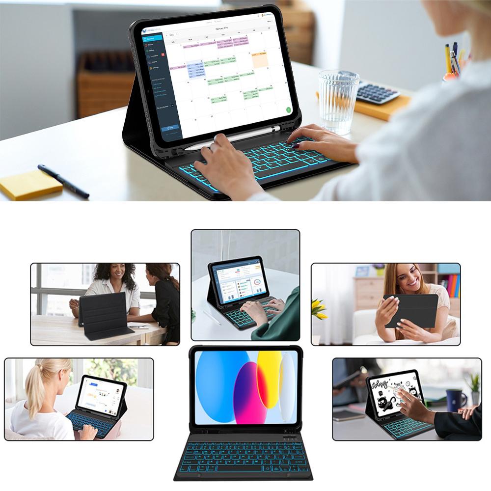 Case for iPad A16 11 Inch A3355 A3356 A3354,Bluetooth Keyboard Cover for iPad 10th 10.9 Inch A2696 A2757 A2777 A3162
