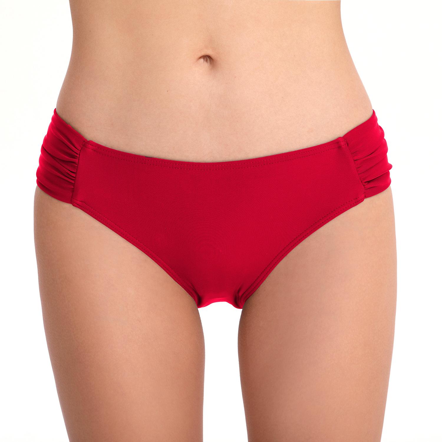 

Women’s Solid Swimsuit Ruched Triangle Bikini Bottoms, Sexy Swimwear for Beach and Pool XXL червоний