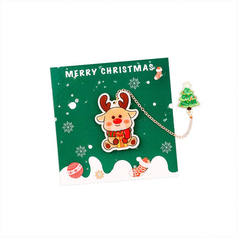 1 Piece Cartoon Christmas Metal Santa Claus Acrylic Pendant Bookmark School Office Supplies Bookmarks Cute Stationery