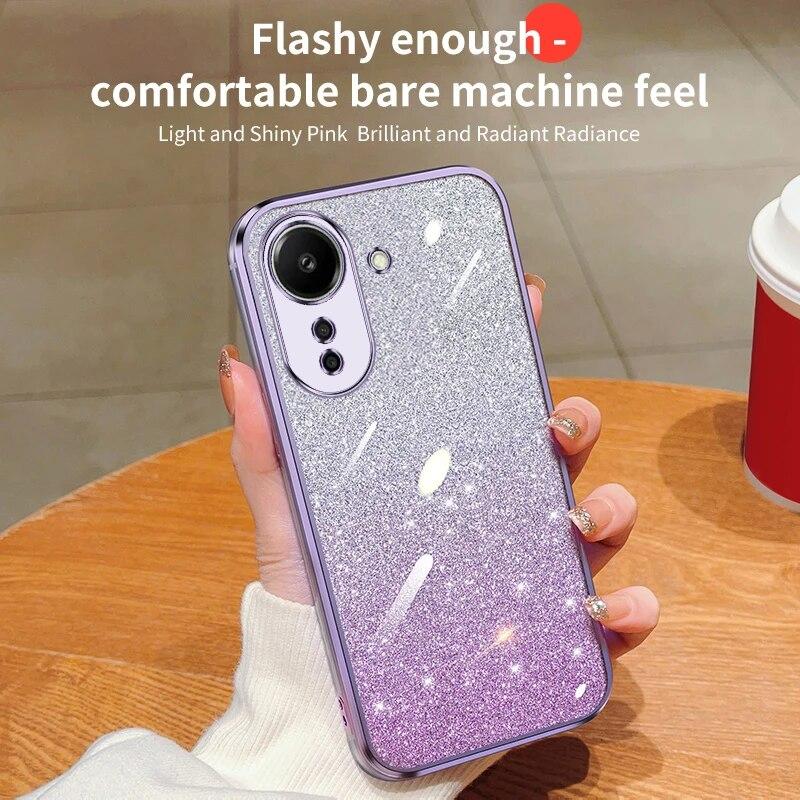 Fashion Plating Gradient Glitter Case pro Xiaomi Mi 14 13 Pro 12 11 Lite 11T Redmi Note 12 Pro 12S 11 11S silikonový zadní kryt