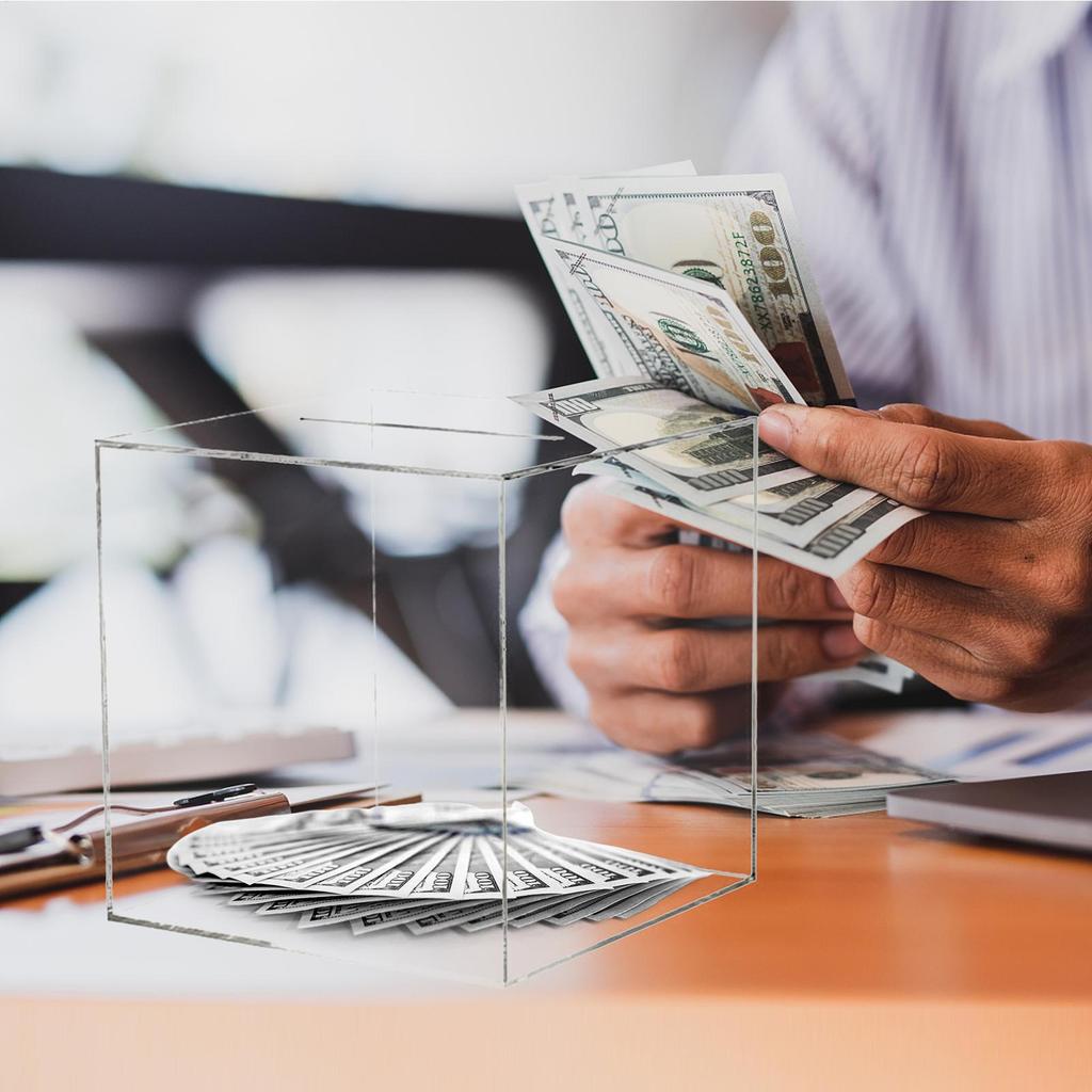 Salvadanaio Acrilico Non Apribile Barattolo per Soldi Salvadanaio Bancomat per Soldi Veri Salvadanaio Dollaro Barattolo Banca Acrilico Scatola Trasparente per Monete