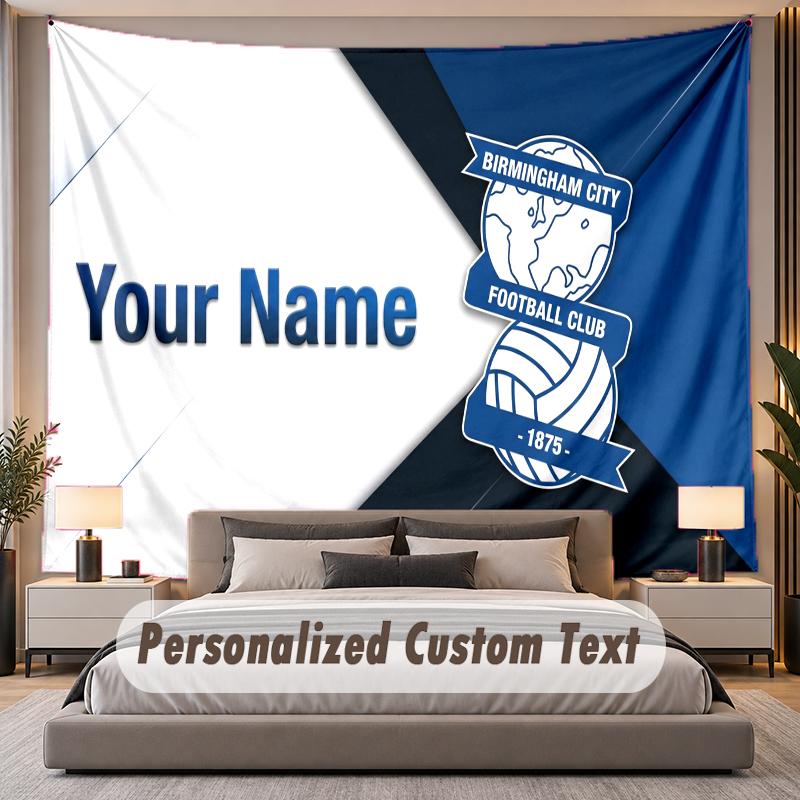 Custom Name Text Tapestry BIRMINGHAM CITY Personalized Polyester Wall Tapestry For Bedroom And Room