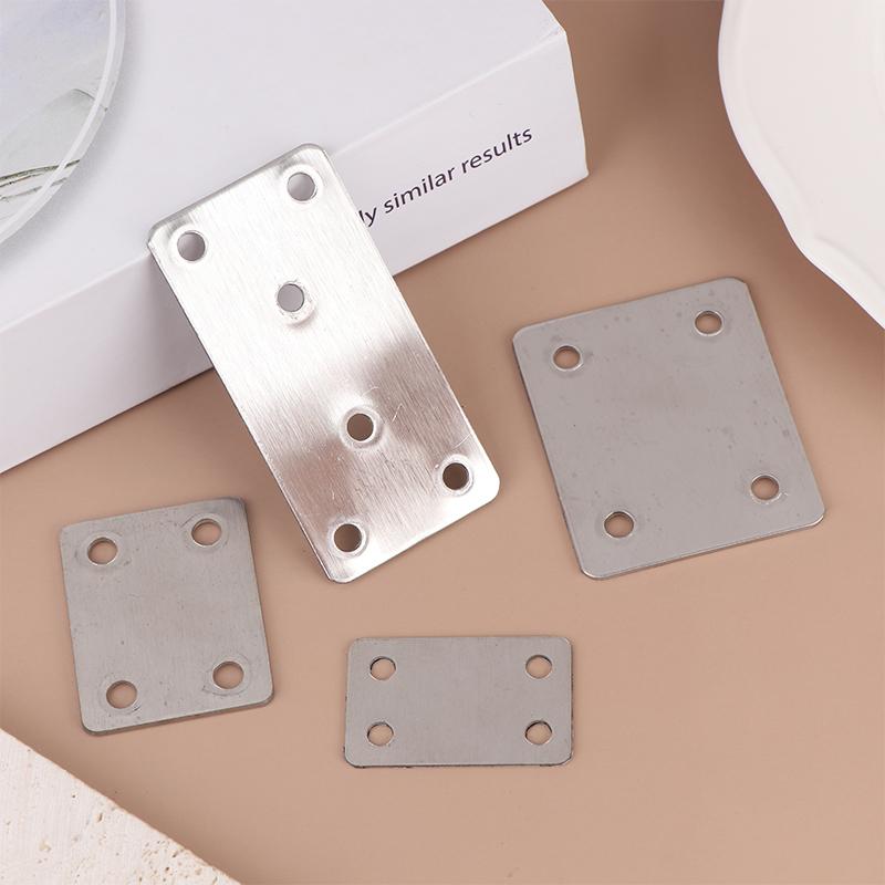 10Pcs Straight Four Hole Fixed Angle Bracket Stainless Steel Right Angle Bracket Furniture Fasteners Wood Shelves Cbinets