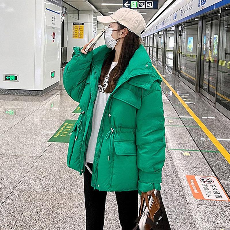 

Женская зимняя куртка больших размеров в гонконгском стиле со свободной талией, куртка средней длины 2XL зелёный