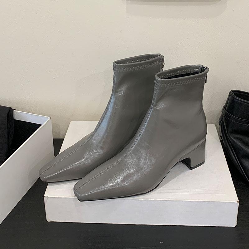 Fashion Fashion 3CM Heels Ladies Ankle Stretch Boots Female Zippers Shoes Modern Pointed Toe Women Short Boots Pumps Shoes