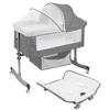 Bedside Crib 4-In-1 Multi-function with Changing Table, 6 Levels Height Adjustable Baby Bed Basket & Mosquito Net, Portable Newborn Infant