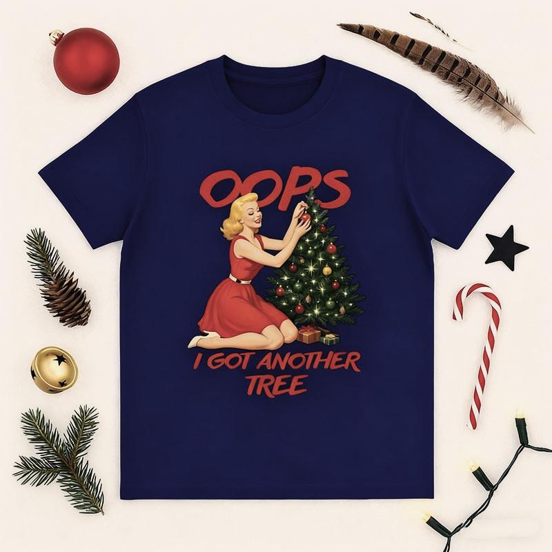 

Oops I Got Another Tree TShirt Funny Christmas Graphic Tee for Women Vintage Christmas Shirt Holiday Graphic Tshirt Funny Tops 4XL