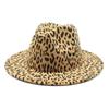 Ladies Camel Fedora Leopard Hat Men'S Jazz Hat Spring Top Hat Gambler Hat Big Eaves Hat