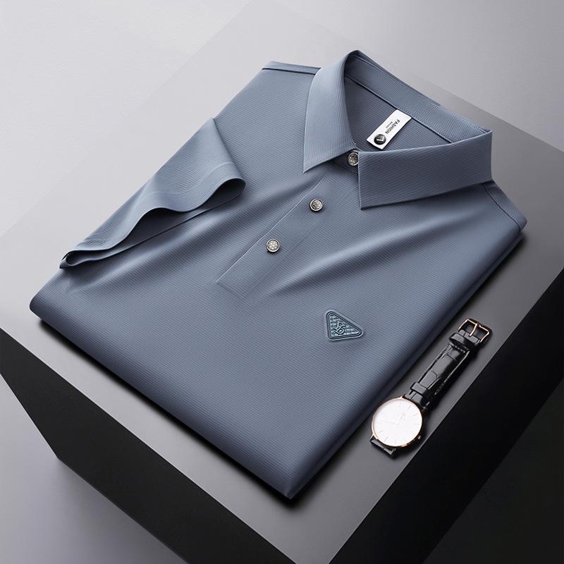 

Men s Wrinkle-Free Stretch Polo Shirt - Summer Short-Sleeve, Business Casual XXXL синій