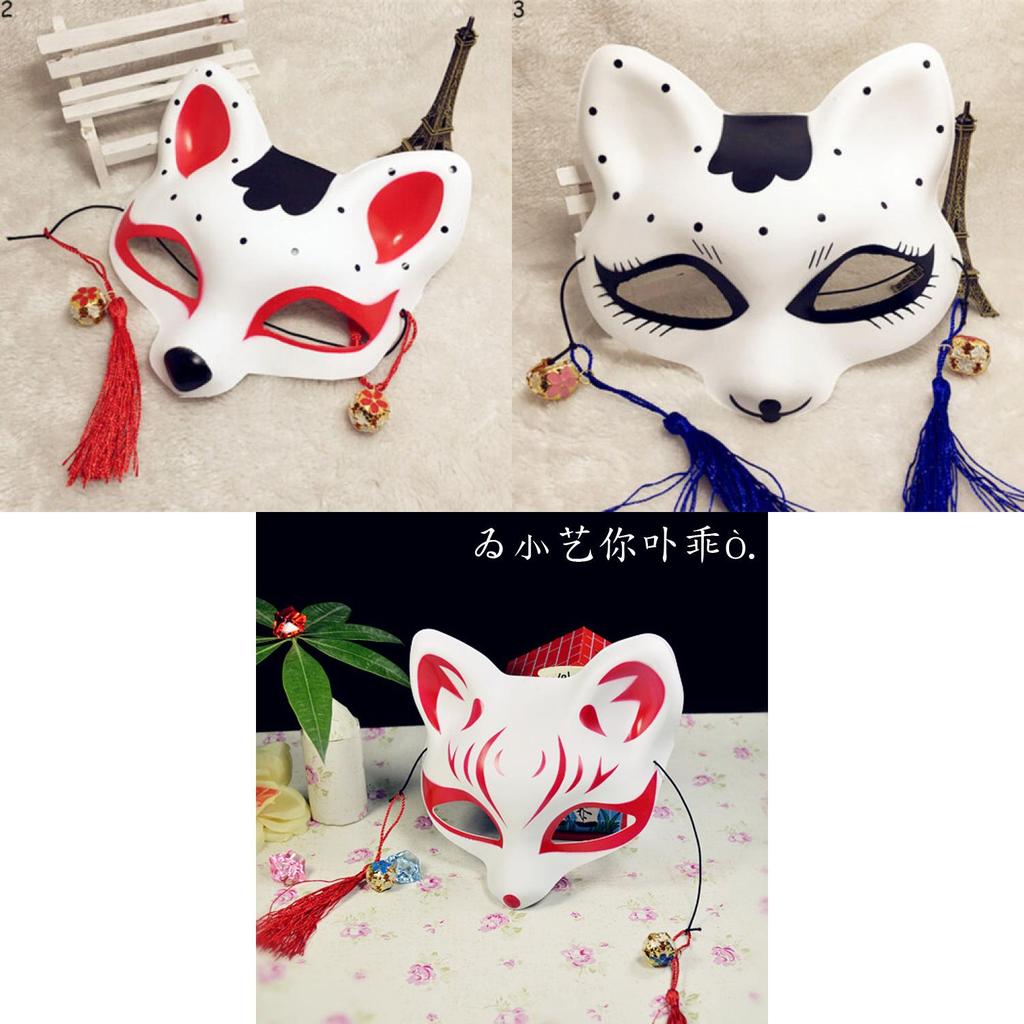 Lebendige japanische Anime-Fuchsmaske mit künstlerischer Handbemalung und einzigartigem Halbgesichts-Stil