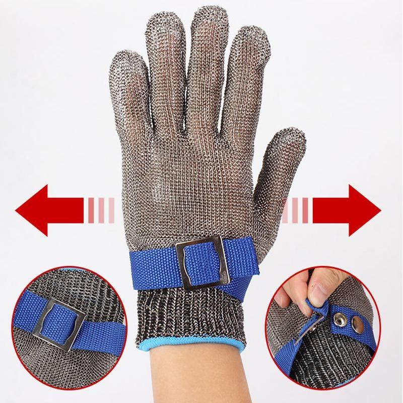1pc Guanti in acciaio inossidabile Anti-taglio di sicurezza Resistente al taglio Guanti protettivi a mano in metallo a base di carne per coltello da macellaio a prova di pugnalata