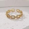 Zircon Twist Chain Open Rings For Women Gold Silver Color Elegant Finger Ring Female Korean Wedding Jewelry Gift