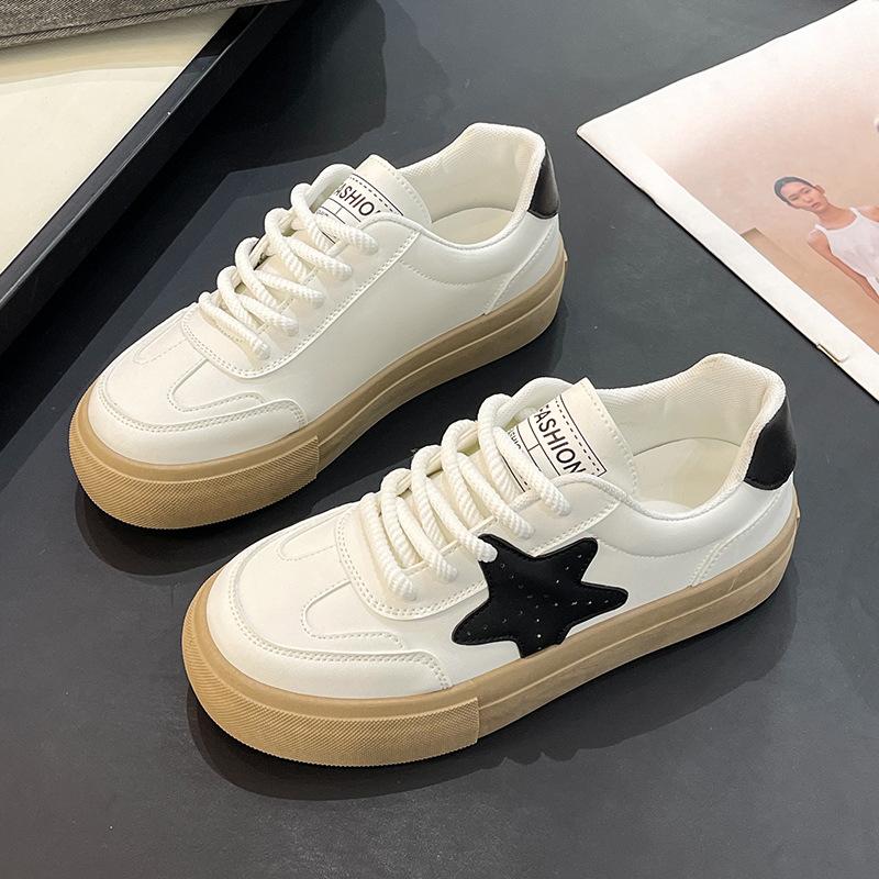 Platformové bílé boty Dámské podzimní a zimní Nové kulaté špičky Šněrovací Pohodlné Univerzální Dámské sportovní ležérní boty