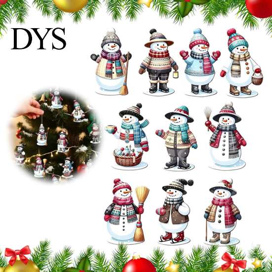 Natural Wood Christmas Ornaments for Festive Atmosphere 10/20/30Pcs Snowman Wooden Ornaments, Watercolor Slice Hanging Decor, Xmas Eco Friendly Winter