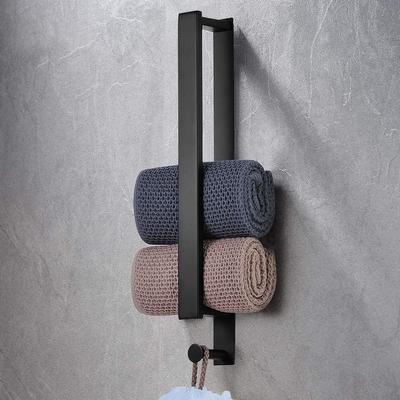 40cm Matte Black Bathroom Towel Rack Self Adhesive Stainless Steel Towel Bar With Hook Wall Towel Storage Organizer for Bathroom