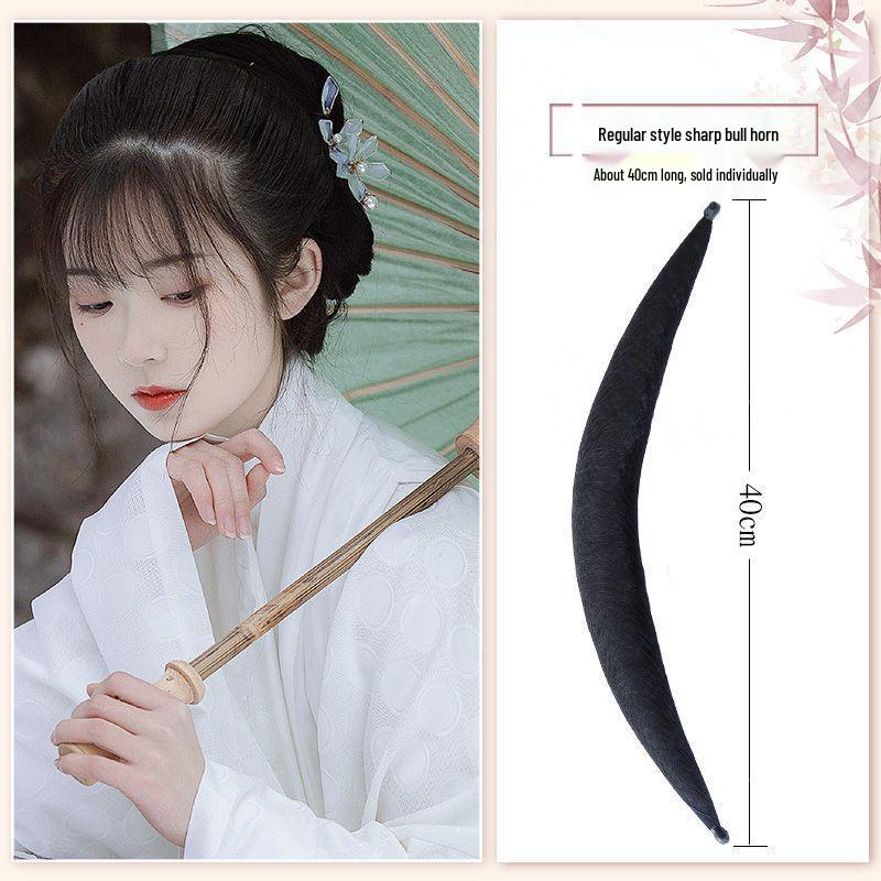 Tang Dynasty Wig Bag: Style-Ready Head-Covering with Side Ties, Hanfu-Inspired Round Hair Roller Pad.