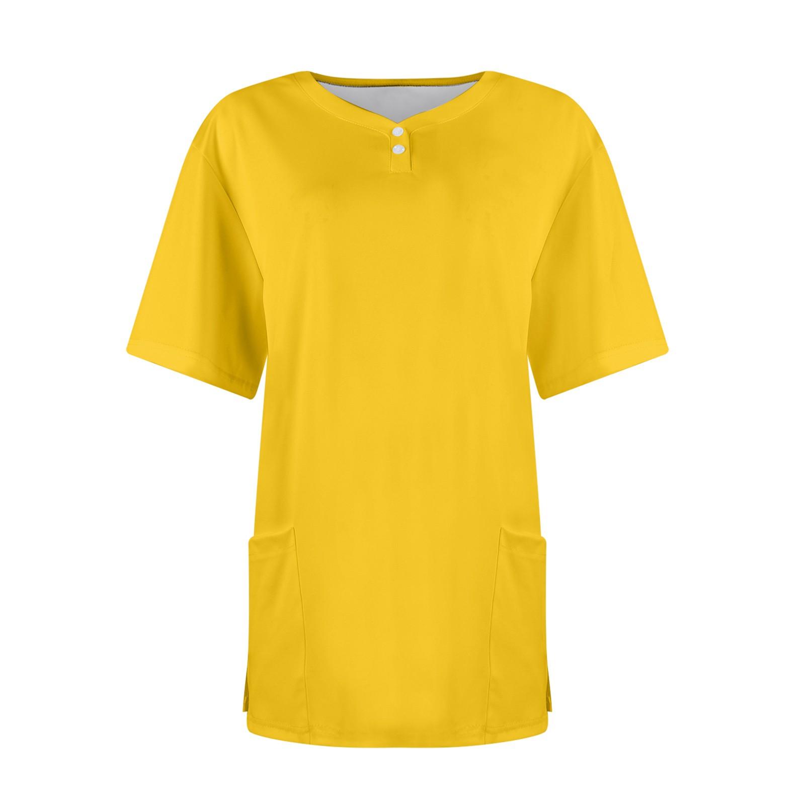 

Жіночі модні повсякденні однотонні топи з V-подібним вирізом на ґудзиках XXXL жовтий