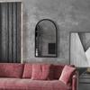 Arched Wall Mirror, 110 x 65 cm, Wooden Frame, Black