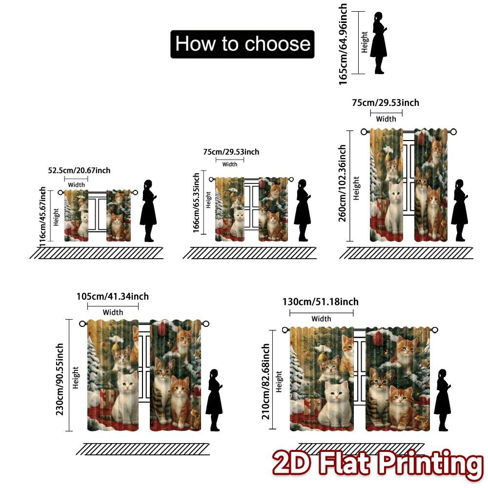 2D Flat Printing  JIT 2pcs   Curtains (Without Rod) Festive Feline Forest Modern Curtain Fabric Yarn Curtains Decorations